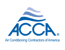 ACCA logo featuring blue letters with three wavy lines above and the text “Air Conditioning Contractors of America” below.