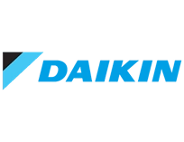 Daikin logo with a stylized blue swoosh and the word "DAIKIN" in bold blue capital letters.
