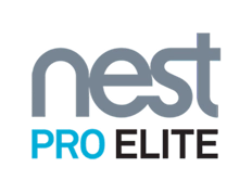 Nest Pro Elite logo with "nest" in gray, "PRO" in blue, and "ELITE" in black, displayed on a transparent background.