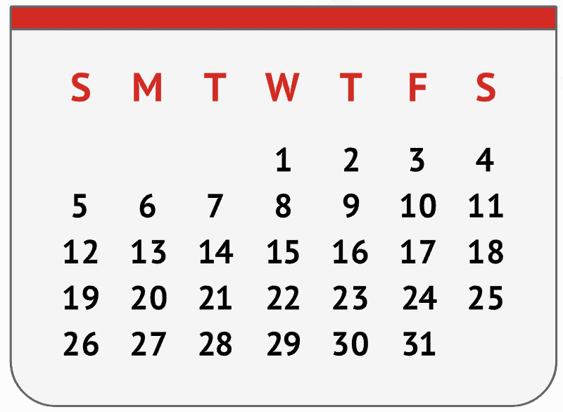 A monthly calendar grid displaying thirty-one days to help you stay on schedule with your Cranney Home Services appointments.